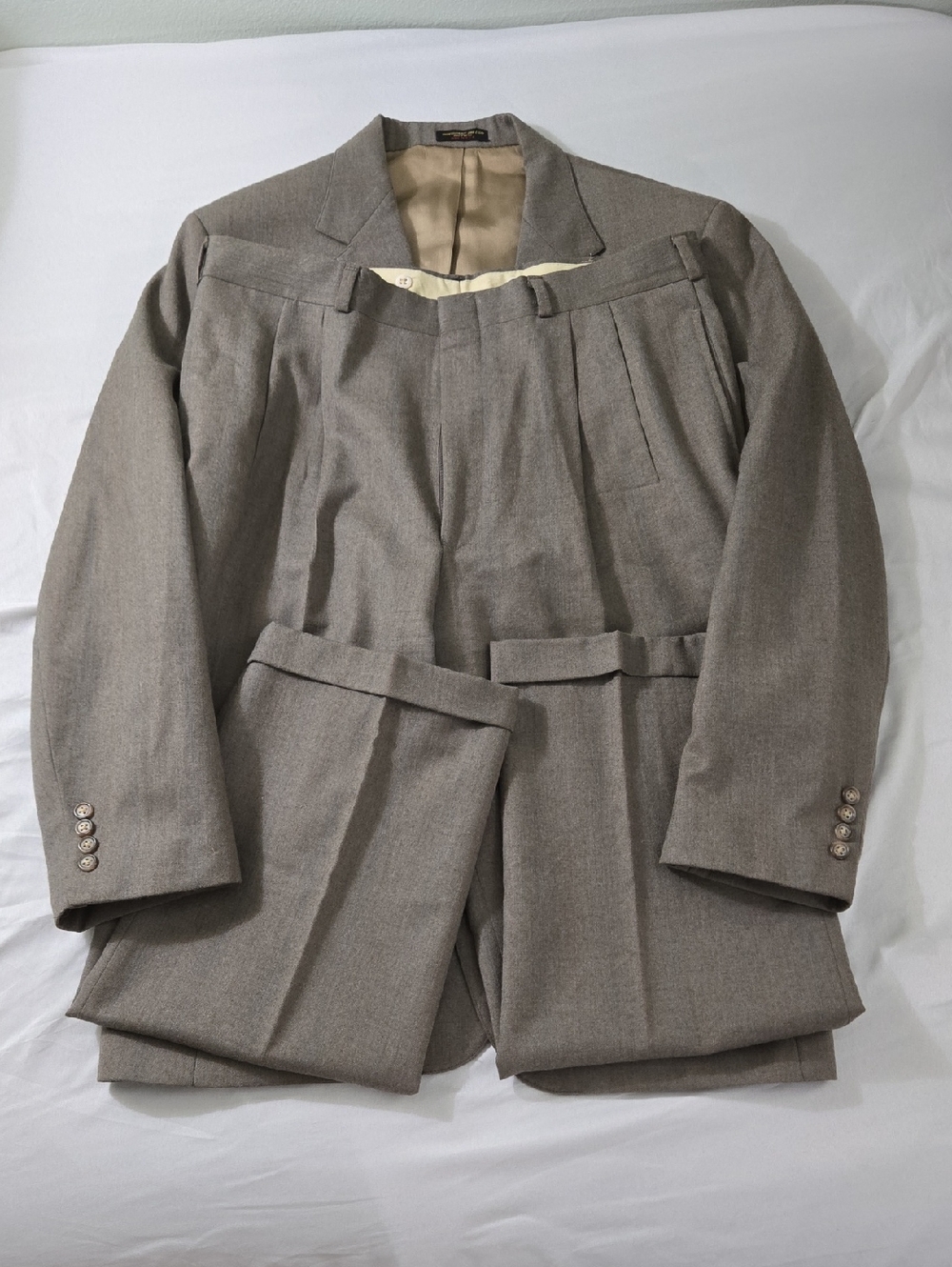Men's Taupe Notch-Lapel Wool-Blend Jacket